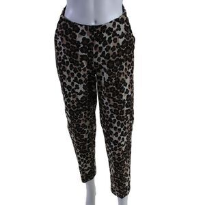 Push Button Womens Animal Print High Rise Back Up Pants Brown Black Size Small